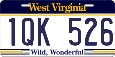 WV license plate 1QK526