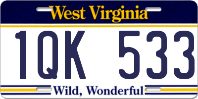 WV license plate 1QK533