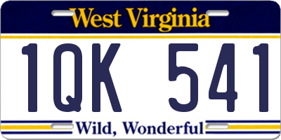 WV license plate 1QK541