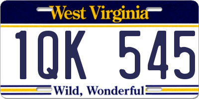 WV license plate 1QK545
