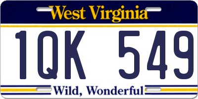 WV license plate 1QK549