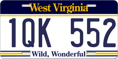 WV license plate 1QK552