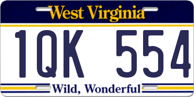 WV license plate 1QK554