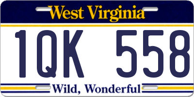 WV license plate 1QK558