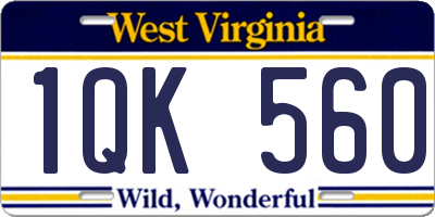 WV license plate 1QK560