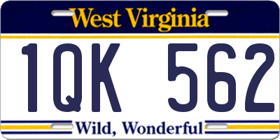 WV license plate 1QK562
