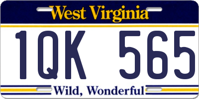 WV license plate 1QK565