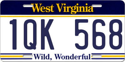 WV license plate 1QK568