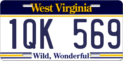 WV license plate 1QK569