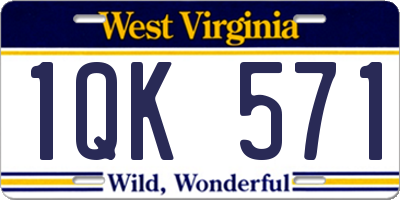 WV license plate 1QK571