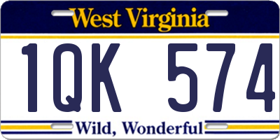 WV license plate 1QK574