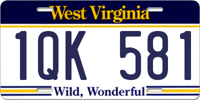 WV license plate 1QK581