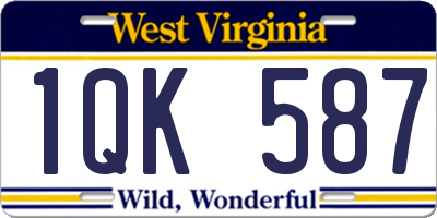 WV license plate 1QK587