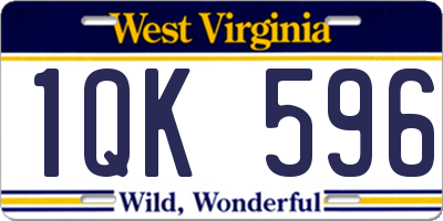 WV license plate 1QK596