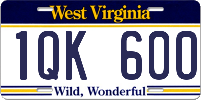 WV license plate 1QK600