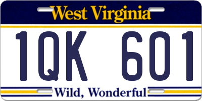 WV license plate 1QK601