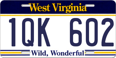 WV license plate 1QK602