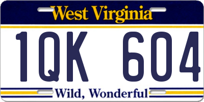 WV license plate 1QK604