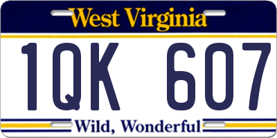 WV license plate 1QK607