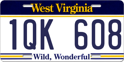 WV license plate 1QK608