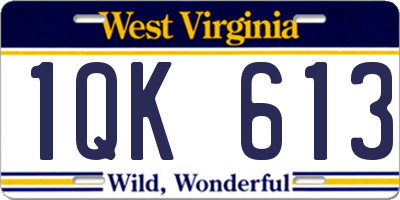WV license plate 1QK613