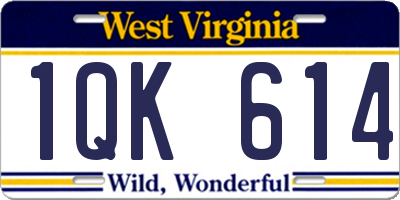 WV license plate 1QK614