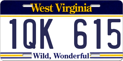 WV license plate 1QK615