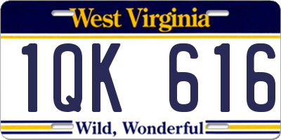 WV license plate 1QK616