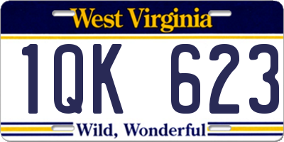 WV license plate 1QK623
