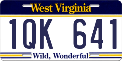 WV license plate 1QK641