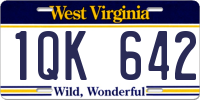 WV license plate 1QK642