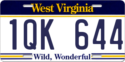 WV license plate 1QK644