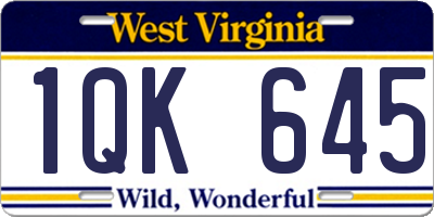 WV license plate 1QK645