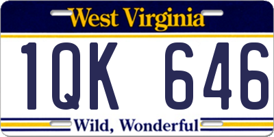 WV license plate 1QK646