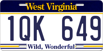 WV license plate 1QK649