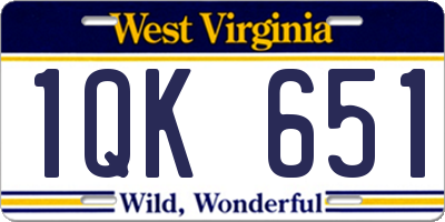 WV license plate 1QK651