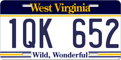 WV license plate 1QK652