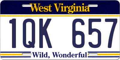 WV license plate 1QK657