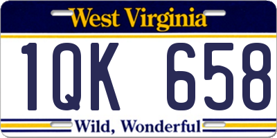 WV license plate 1QK658