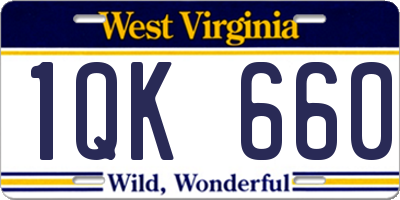 WV license plate 1QK660