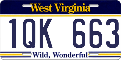 WV license plate 1QK663
