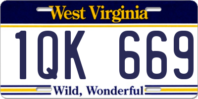 WV license plate 1QK669
