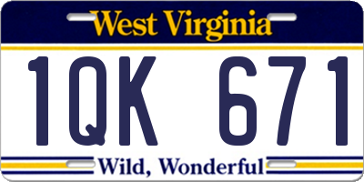 WV license plate 1QK671