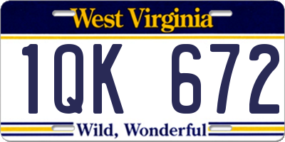 WV license plate 1QK672