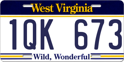 WV license plate 1QK673