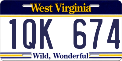 WV license plate 1QK674