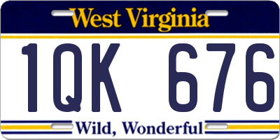 WV license plate 1QK676