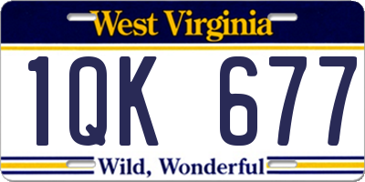 WV license plate 1QK677