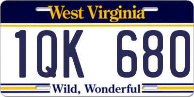 WV license plate 1QK680