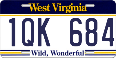 WV license plate 1QK684